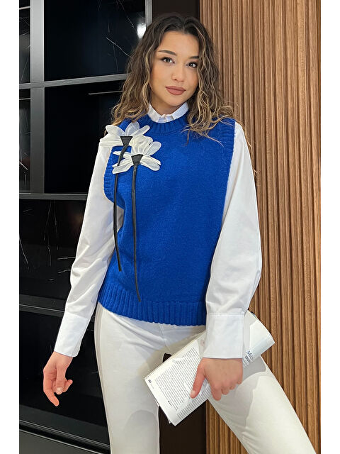 Gülseli Çiçek Detaylı Kadın Triko Süveter - S000312577-23710