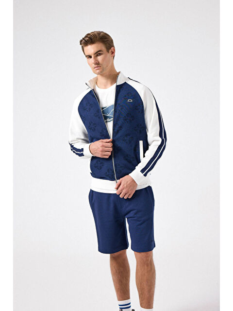 Ellesse Logolu Pamuk Karışımlı Regular Fit Dik Yaka Fermuarlı Sweat 5SM1357-NV