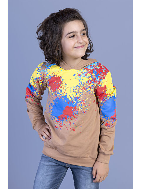 Toontoykids Erkek Çocuk Kapüşonlu Renkli Püskürtme Baskılı Sweatshirt - S000273763-19413