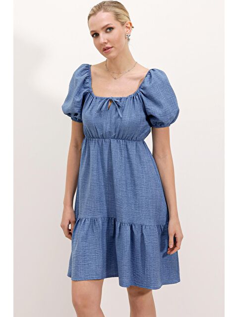 Bigdart 2351 Kloş Poplin Elbise - C. İndigo - S000089476-13294