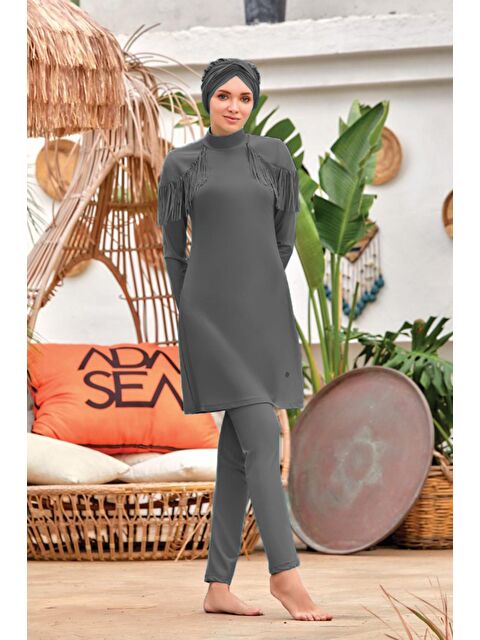 Adasea Likralı Tam Kapalı Tesettür Mayo Ramıra 4105 Antrasit - S000140524-29666