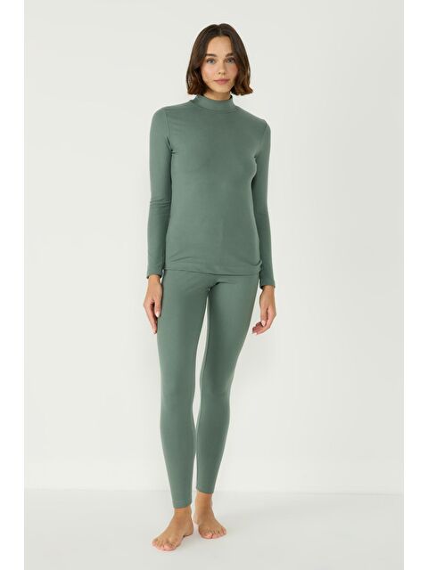 C&City Kadın Uzun Kol Yakalı Termal Takım 405154 Haki - S000325635-18547