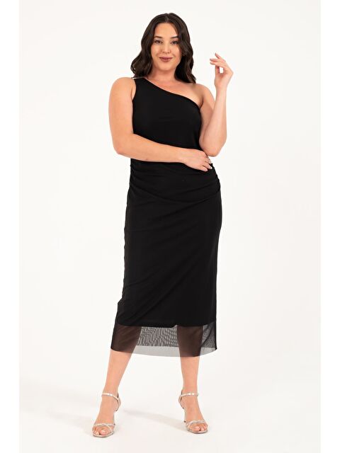 Mylinemoda Astarlı Metalik Toka Detay Tül Elbise - S000242498-19351