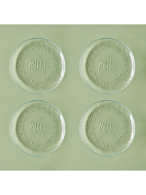 Bella Maison Merry 4'lü Cam Servis Tabağı Naturel (28 cm) - S000324696-26406