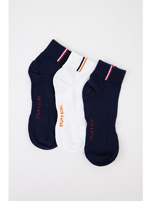 Katia And Bony 3'lü Paket Golf Unisex Step Patik Çorap Lacivert/Lacivert/Beyaz - S000156275-21164