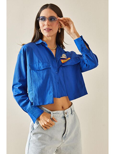 Xhan Mavi Etiket Detaylı Çift Cepli Gömlek 5YXK2-48576-12 - S000207182-17234