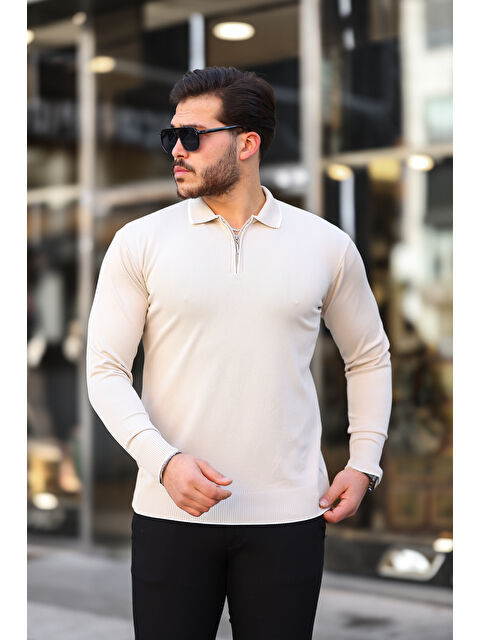 Comstar Fermuar Yaka Çizgi Detaylı Erkek Kazak - S000318935-19966