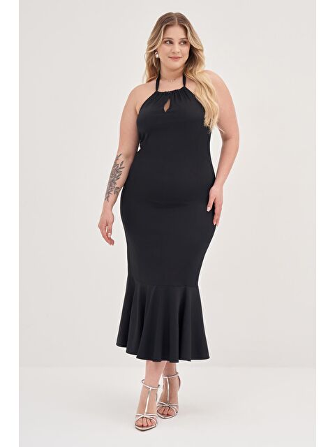 Mylinemoda Boyundan Bağlamalı Vücuda Oturan Elbise - S000242505-19351