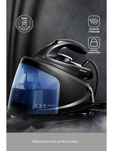 Homend Steamwork 1169H Buhar Kazanlı Ütü Siyah Mavi - S000388110-37438