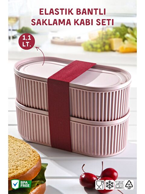 Nandy Home 2 Li Set Elastik Bantlı Çok Amaçlı Saklama Kabı Seti 1100Ml - S000364480-7152