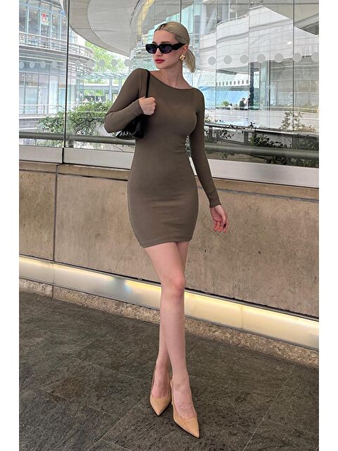 Madmext Haki Madonna Yaka Mini Elbise Mg2041 - S000197721-18547