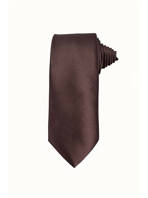 TUDORS Klasik Cep Mendilli Düz Kahverengi Erkek Kravat - S000314343-19413