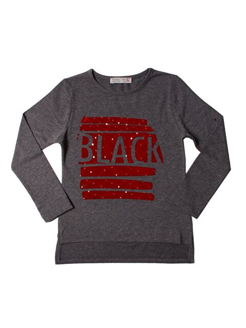 Toontoykids Kız Çocuk Tişört Black Flok Nakışlı - S000256768-29666