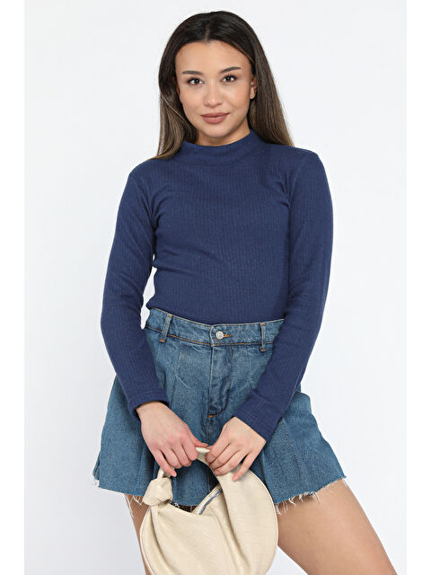 Gülseli Yarım Balıkçı Yaka Fitilli Body Bluz - S000314341-21164