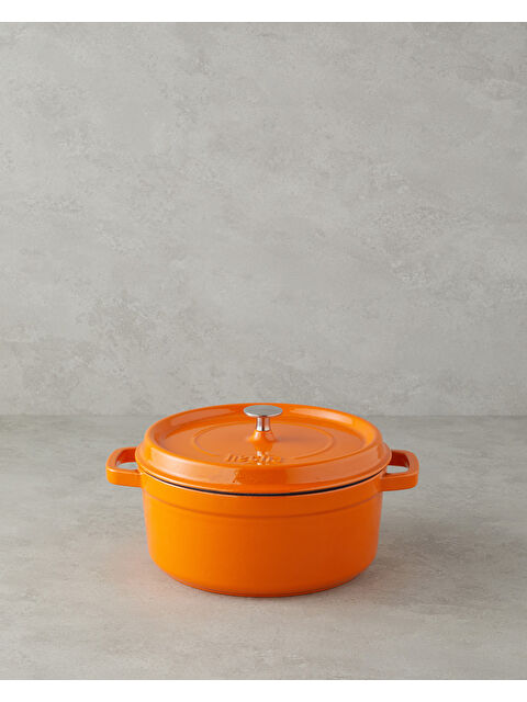 Hecha Demir Döküm Tencere 24 cm Turuncu - S000390654-20013