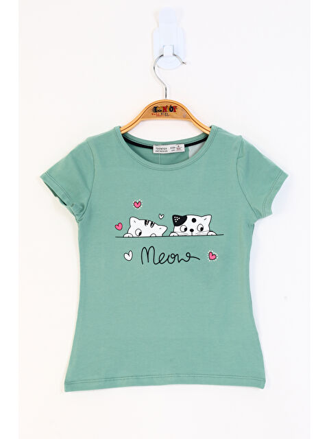 Toontoykids Kız Çocuk Kedi Baskılı Tişört