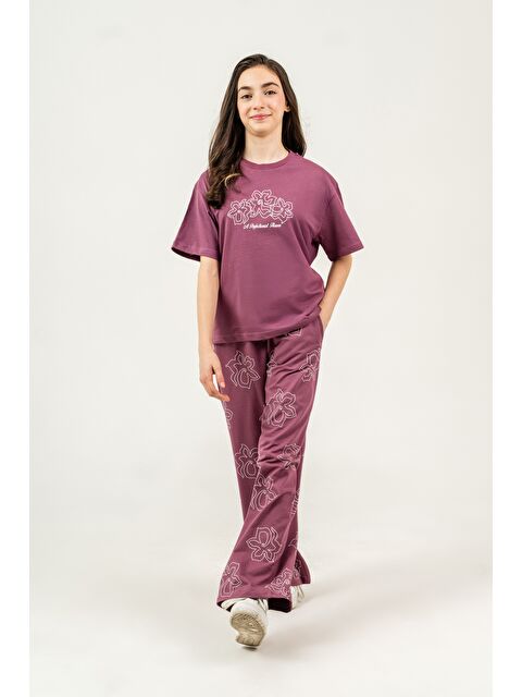 Mışıl Kids Üst Orta Baskılı Alt Tüm Alan Çiçek Baskılı Kız Çocuk Alt Üst Eşofman Takımı - S000527799-20030