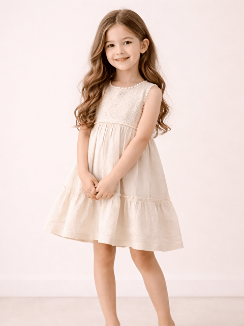 Luggi Baby Bisiklet Yaka Kız Çocuk Elbise