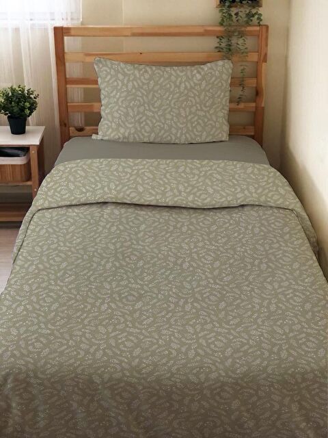 Evmila Çift Taraflı Yaprak Desenli Çarşafsız Takım Tek Kişilik Nevresim Takımı 160x220 Cm - S000123407-23173