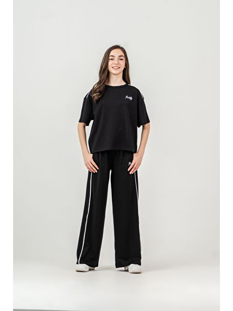 Mışıl Kids Pretty Nakışlı Üst Omuz Biyeli Alt Sağ Sol Biyeli Sol Bacak Nakışlı Kız Çocuk Alt Üst Eşofman Takımı - S000527800-19351