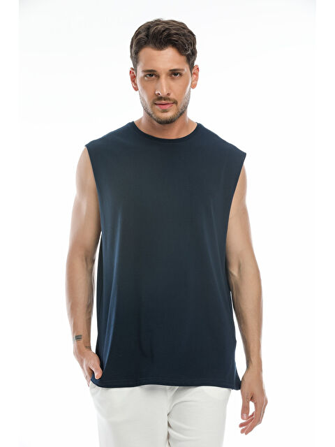 Süperlife Erkek Kolsuz Bisiklet Yaka Düz Regular Büyük Beden Tişört SPR25AT940 - S000453219-21164