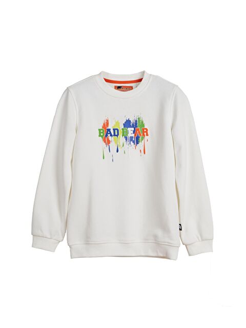 Bad Bear Hued Beyaz Çocuk Baskılı Sweatshirt - S000266976-20063