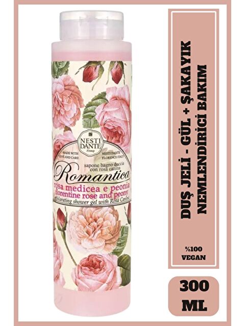 Nesti Dante Banyo ve Duş Jeli Romantica Floransa Gülü ve Şakayık Kokulu Arındırıcı Vegan Bakım 300 ml - S000187128-10231