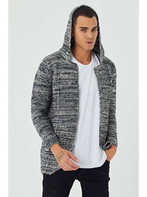 Tarz Cool Erkek Gri Desenli Triko Hırka - S000223213-20600