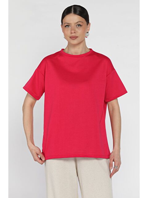 Gülseli Kadın Bisiklet Yaka Basic Tişört - S000361087-18686