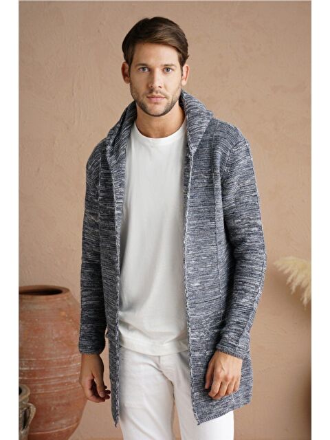 Tarz Cool Erkek Füme Karışım Kapüşonlu Triko Hırka - S000223214-20600