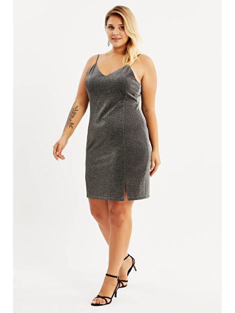 Mylinemoda Simli İp Askılı Yırtmaçlı Elbise - S000242541-18105