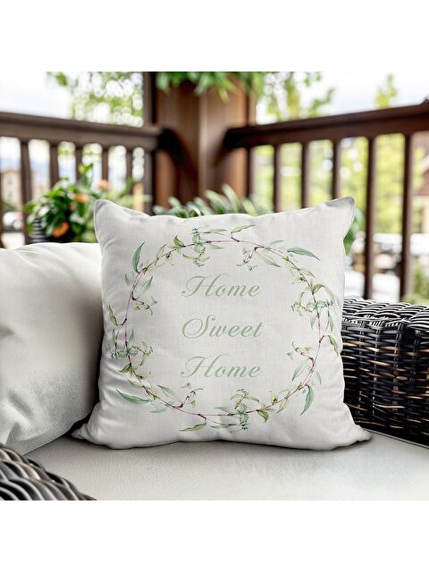 Evmila Bahar Temalı Kadife Kırlent Kılıfı 43x43 Cm Çift Taraf Baskı - S000372656-23173