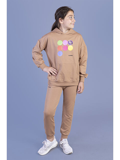 Toontoykids Kız Çocuk Kanguru Cepli Kapüşonlu Eşofman Takımı - S000418986-19413