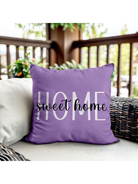 Evmila Bahar Temalı Kadife Kırlent Kılıfı 43x43 Cm Çift Taraf Baskı - S000372659-23173