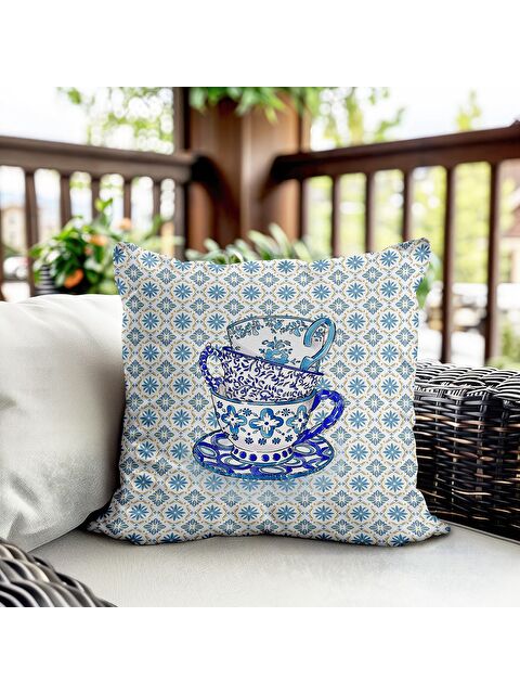 Evmila Bahar Temalı Kadife Kırlent Kılıfı 43x43 Cm Çift Taraf Baskı - S000372661-23173