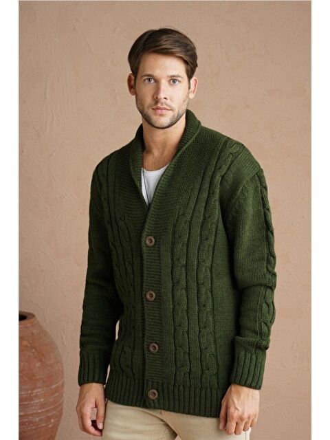 Tarz Cool Erkek Şal Yaka Saç Örgü Triko Hırka - S000223217-18547