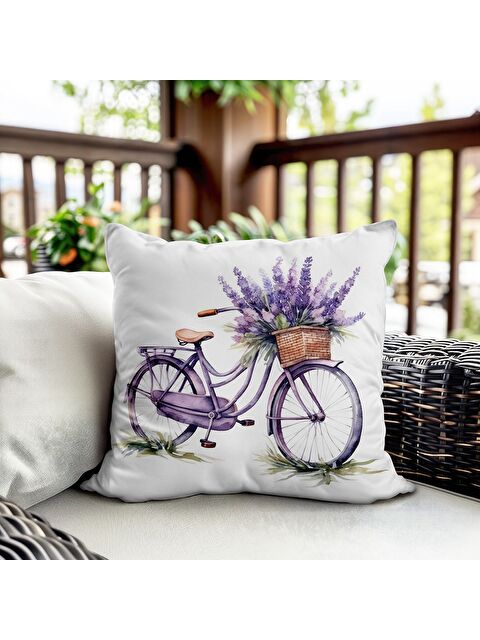 Evmila Bahar Temalı Kadife Kırlent Kılıfı 43x43 Cm Çift Taraf Baskı - S000372667-23173