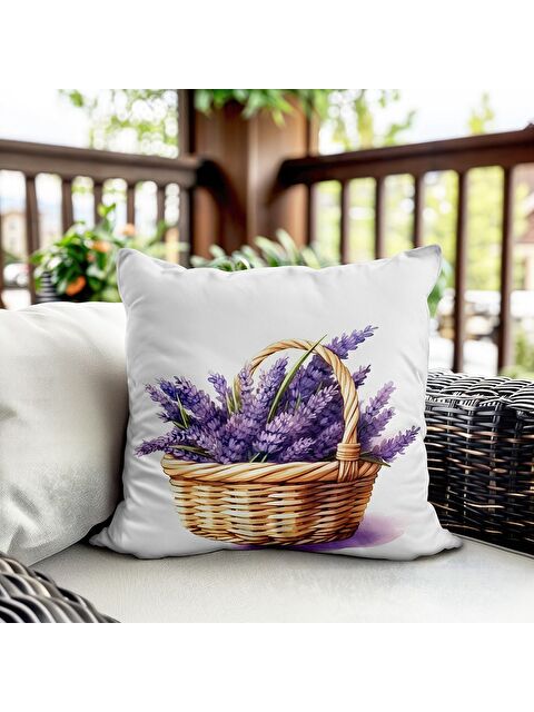 Evmila Bahar Temalı Kadife Kırlent Kılıfı 43x43 Cm Çift Taraf Baskı - S000372672-23173