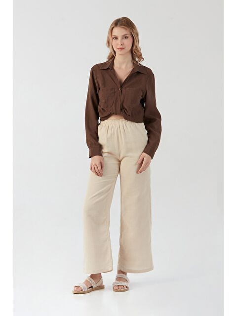 Fullamoda Beli Lastikli Cepli Keten Pantolon - S000387875-19928
