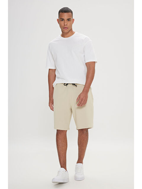 AC&Co / Altınyıldız Classics Erkek Bej Standart Fit Normal Kesim Pamuklu Esnek Örme Şort - S000394342-19928