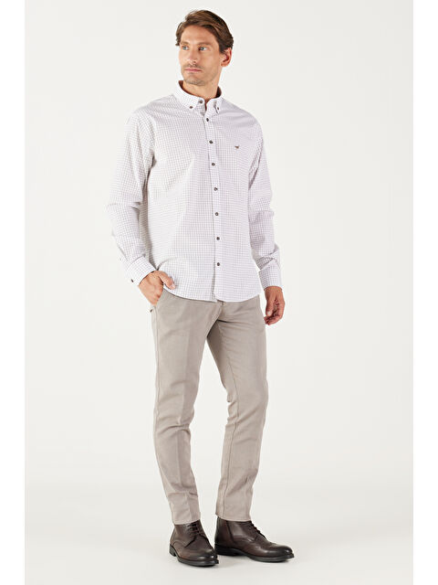 Altınyıldız Classics Erkek Bej Slim Fit Dar Kesim Yan Cepli Armürlü Pantolon - S000491172-19928