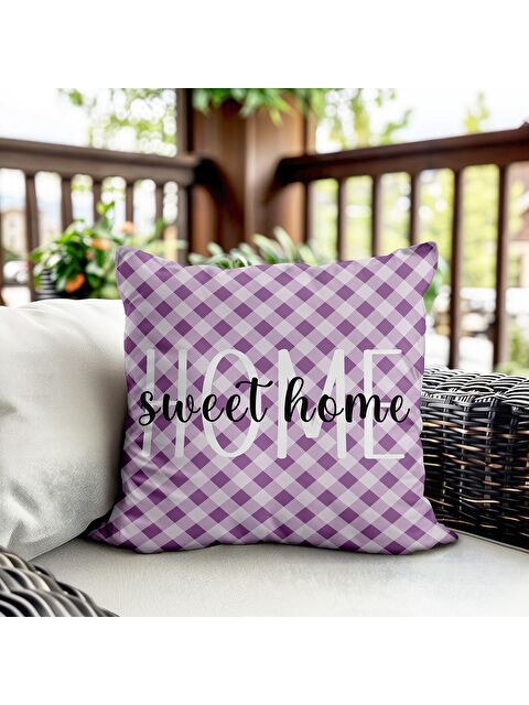 Evmila Bahar Temalı Kadife Kırlent Kılıfı 43x43 Cm Çift Taraf Baskı - S000372674-23173