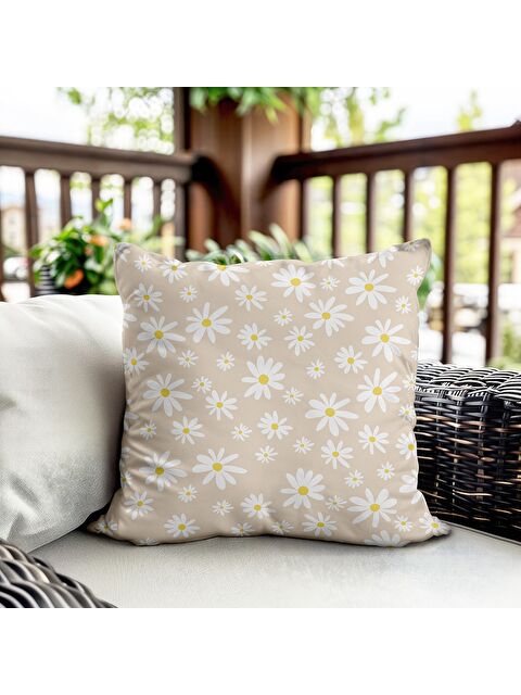 Evmila Bahar Temalı Kadife Kırlent Kılıfı 43x43 Cm Çift Taraf Baskı - S000372683-23173