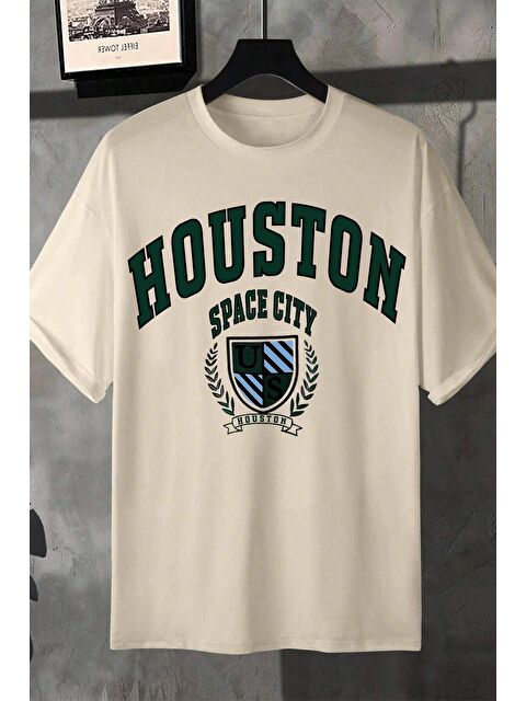 uyguntarz Unisex Houston Space City Baskılı Tasarım Tshirt - S000241555-19928