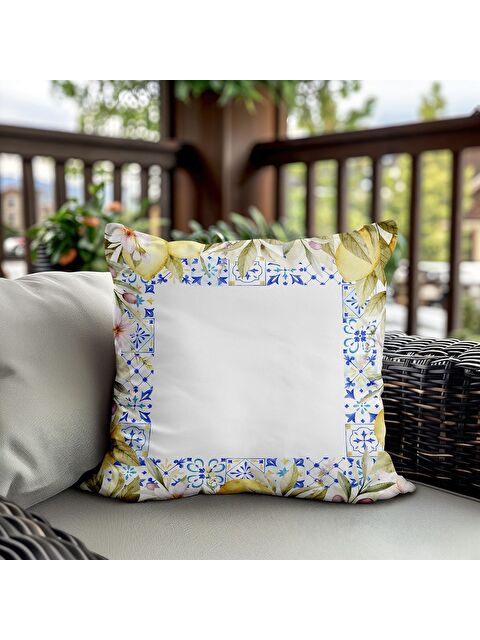Evmila Bahar Temalı Kadife Kırlent Kılıfı 43x43 Cm Çift Taraf Baskı - S000372686-23173