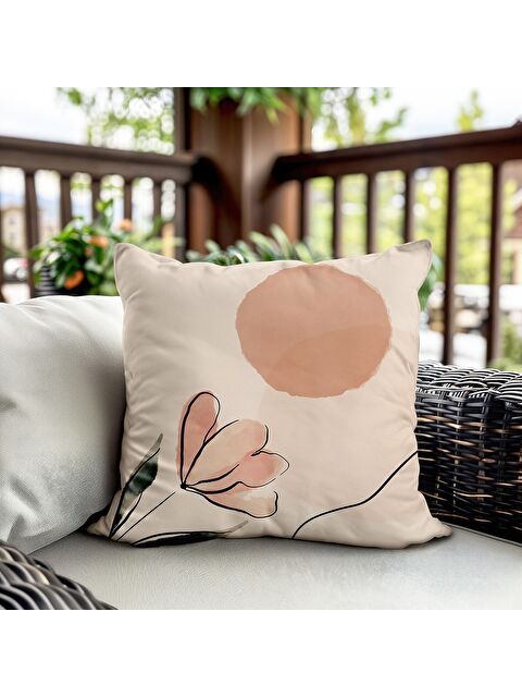 Evmila Bahar Temalı Kadife Kırlent Kılıfı 43x43 Cm Çift Taraf Baskı - S000372687-23173