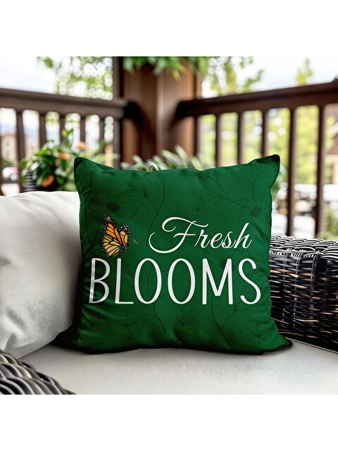 Evmila Bahar Temalı Kadife Kırlent Kılıfı 43x43 Cm Çift Taraf Baskı - S000372691-23173