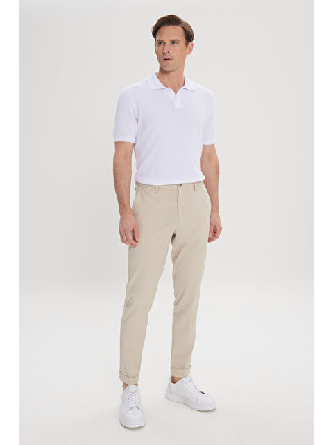 Altınyıldız Classics Erkek Bej Slim Fit Dar Kesim Beli Lastikli Yan Cep Rahat Pantolon - S000402556-19928