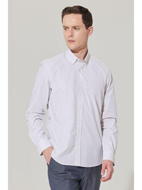 Altınyıldız Classics Erkek Bej Slim Fit Dar Kesim Düğmeli Yaka %100 Pamuk Gömlek - S000491174-19928