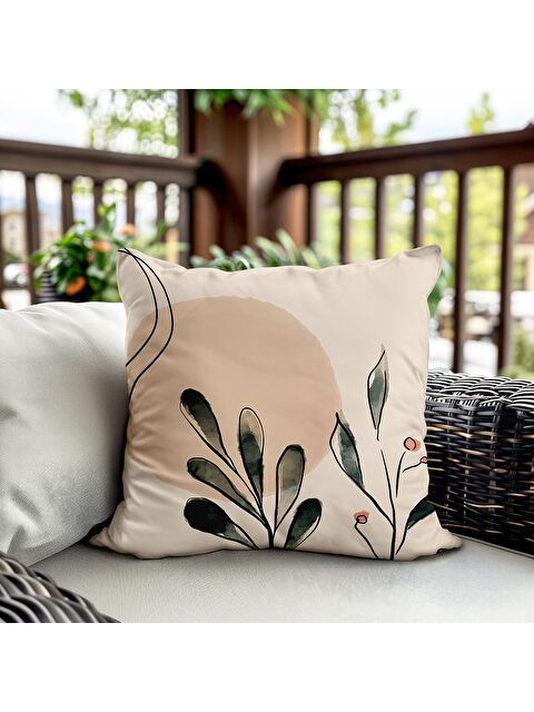 Evmila Bahar Temalı Kadife Kırlent Kılıfı 43x43 Cm Çift Taraf Baskı - S000372697-23173